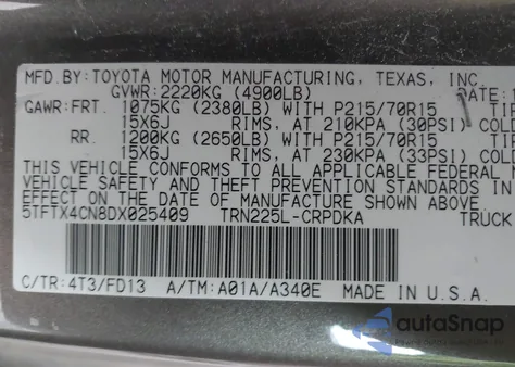 2013 Toyota Tacoma from USA, damaged, VIN 5TFTX4CN8DX025409